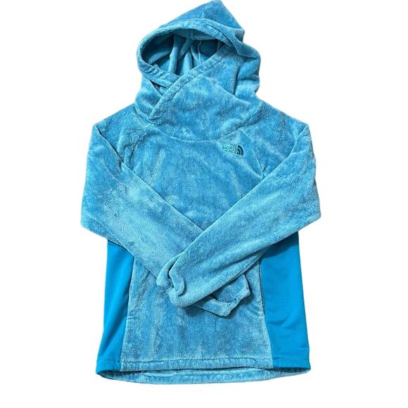 The North Face Sweater Girls Large 14 - 16 Soft Hooded Pullover Fleece Turquoise - Picture 1 of 8